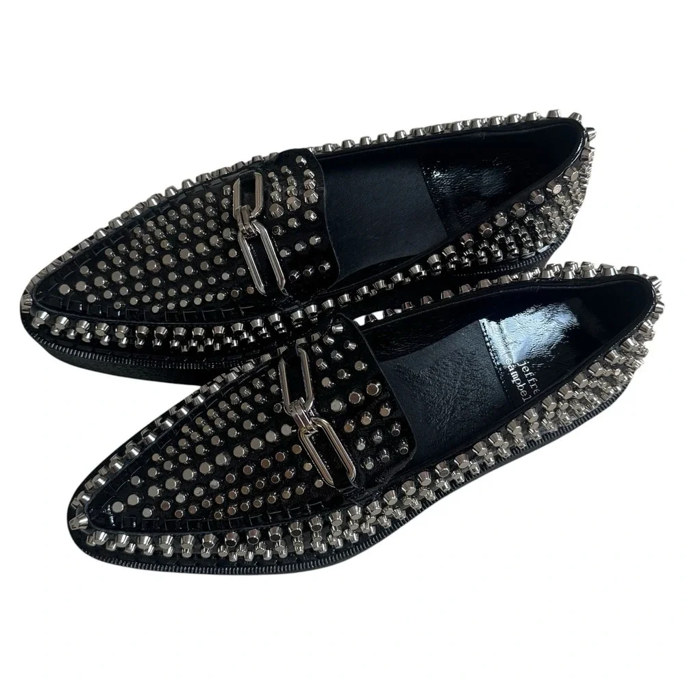 NEW NO BOX Jeffrey Campbell Choux Black Studded Platform Loafers‎ Goth Grunge 9